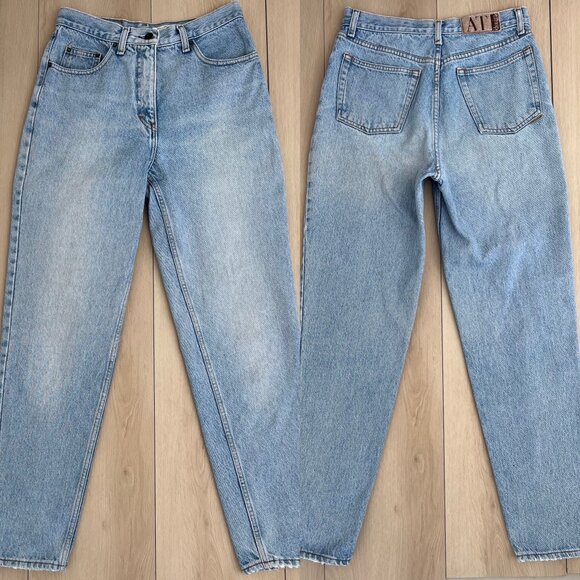 Vintage 90s Ann Taylor (ATDenim) Ribcage Mom Jeans 100% Cotton Light Wash Size 8 - Picture 1 of 16